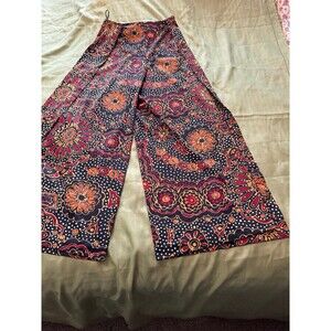 Vtg VANITY FAIR RETRO INDIAN WRAP FLORAL OPEN LEG PANT size 12